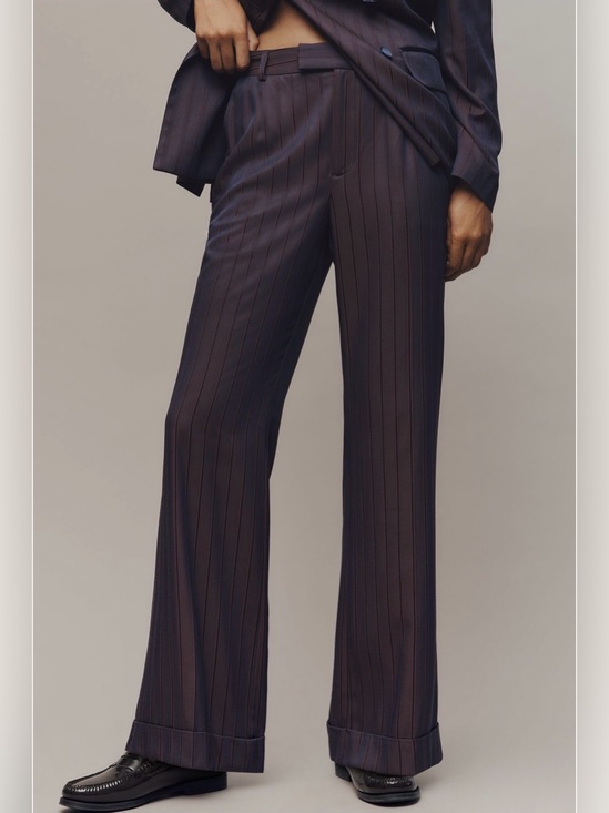 Anthropologie Pants - Anthropologie Maeve Cocktail Hour Stripe Suiting Trouser Pants Purple Brown Sz 6
